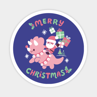 Santa Riding A Dinosaur Magnet